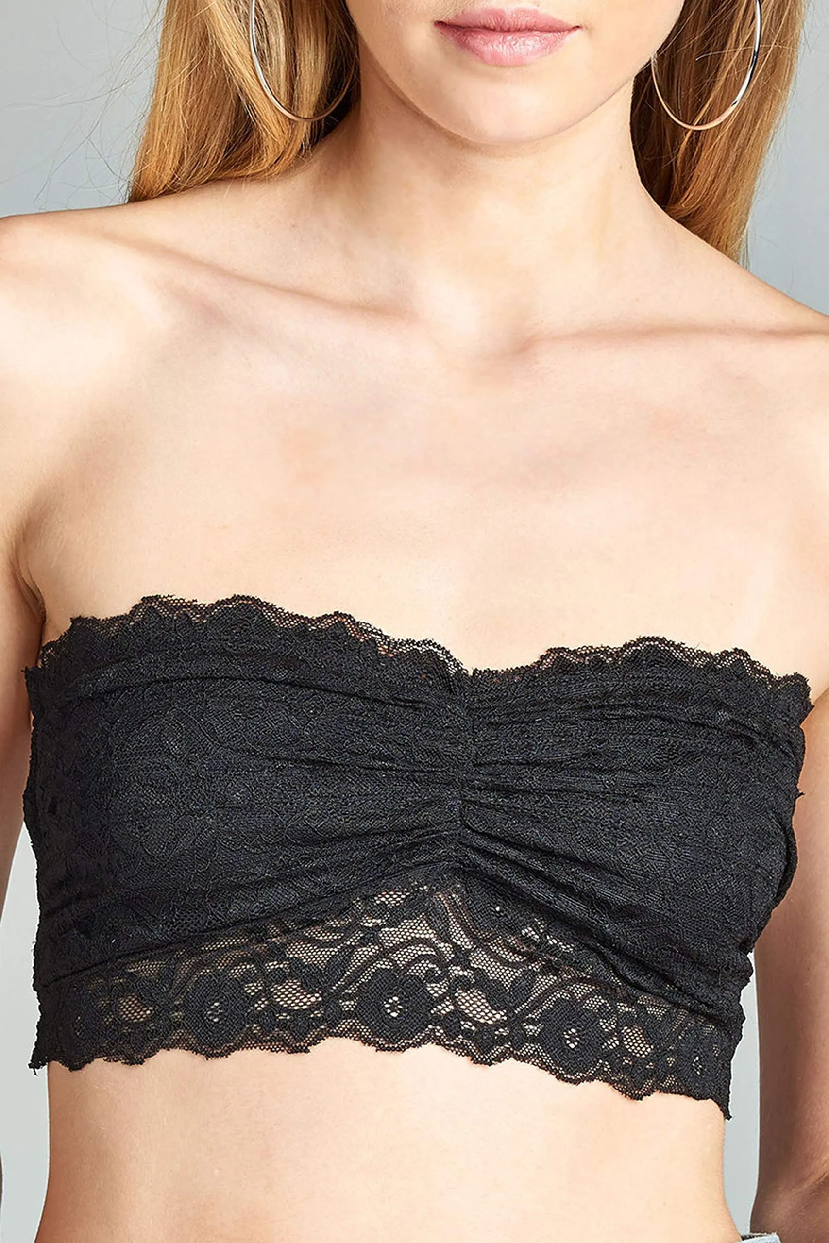Khanomak Women's Lace Strappy Back Lace Bandeau Bralette Top