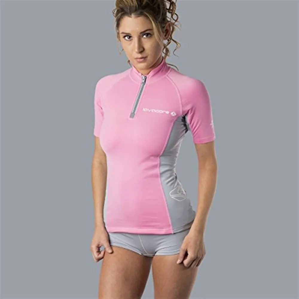 Lavacore Lavaskin Womens Scuba Diving Short Sleeve Shirt Pink/Grey Sz 16 USED