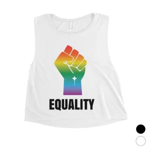 LGBT Equality Rainbow Fist Womens Crop Top