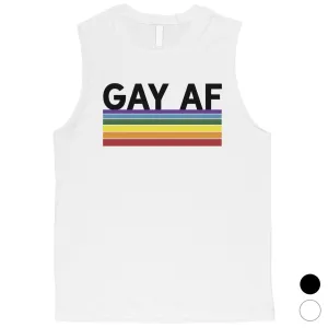 LGBT Gay AF Rainbow Stripes Mens Muscle Top