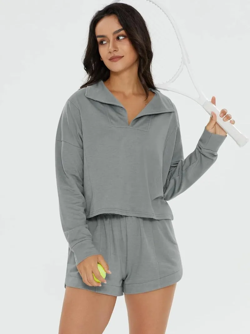 Long Sleeve Top & Pocketed Shorts Set