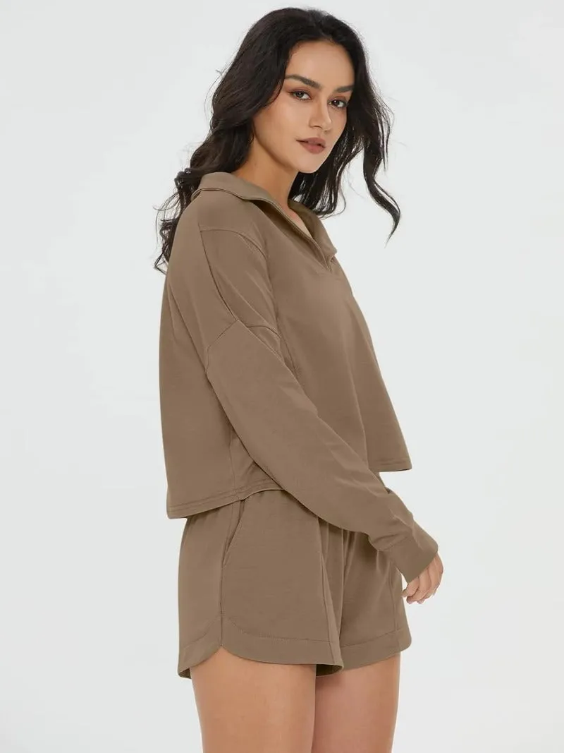 Long Sleeve Top & Pocketed Shorts Set
