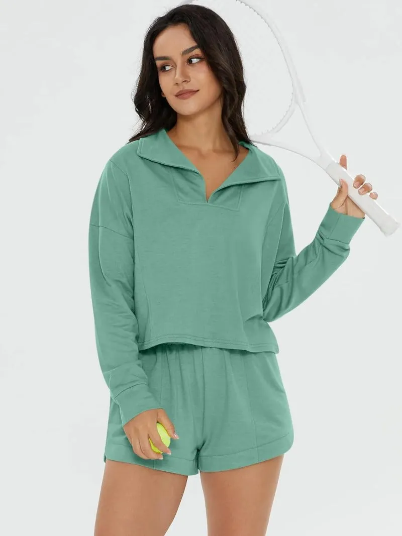 Long Sleeve Top & Pocketed Shorts Set