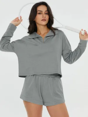 Long Sleeve Top & Pocketed Shorts Set