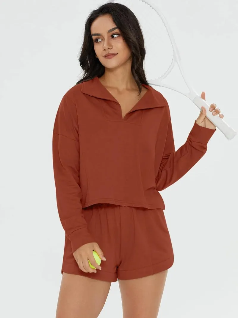 Long Sleeve Top & Pocketed Shorts Set