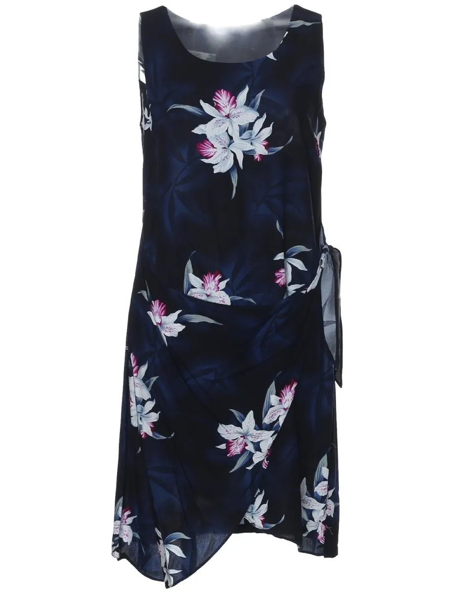 Midnight Orchid Short Sarong Dress