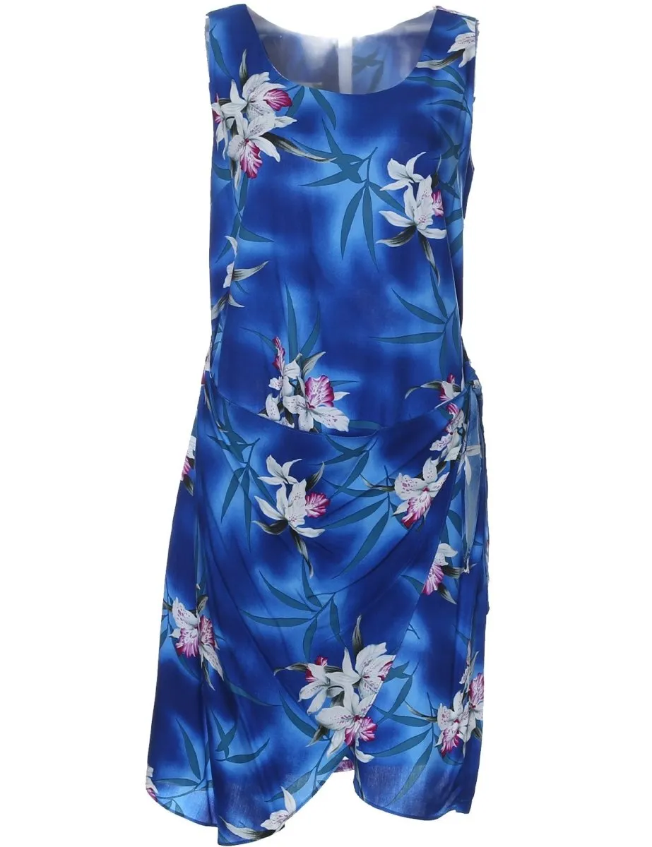Midnight Orchid Short Sarong Dress