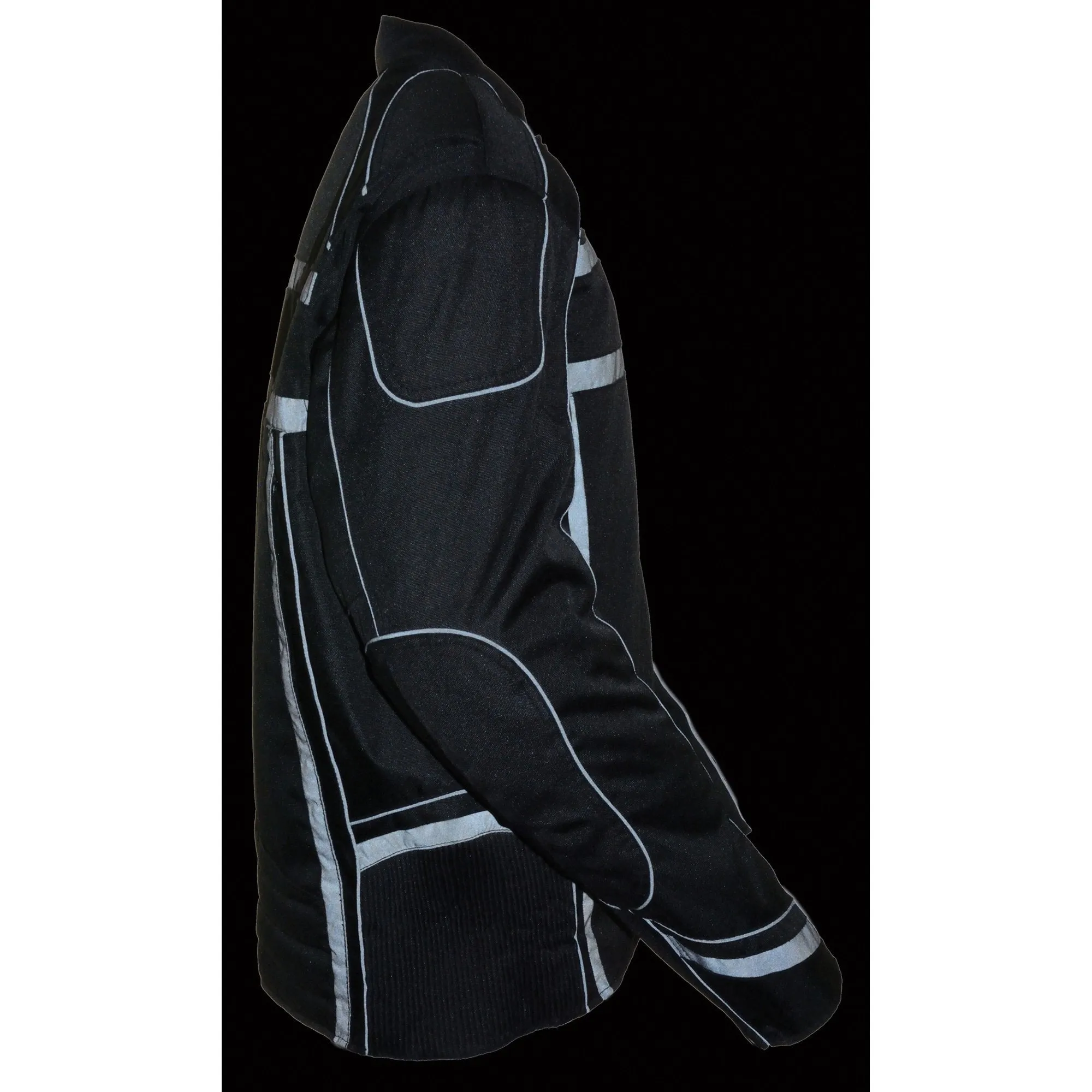 Milwaukee Leather MPM1740 Men's Black Vented Textile Jacket with Reflective Stripes