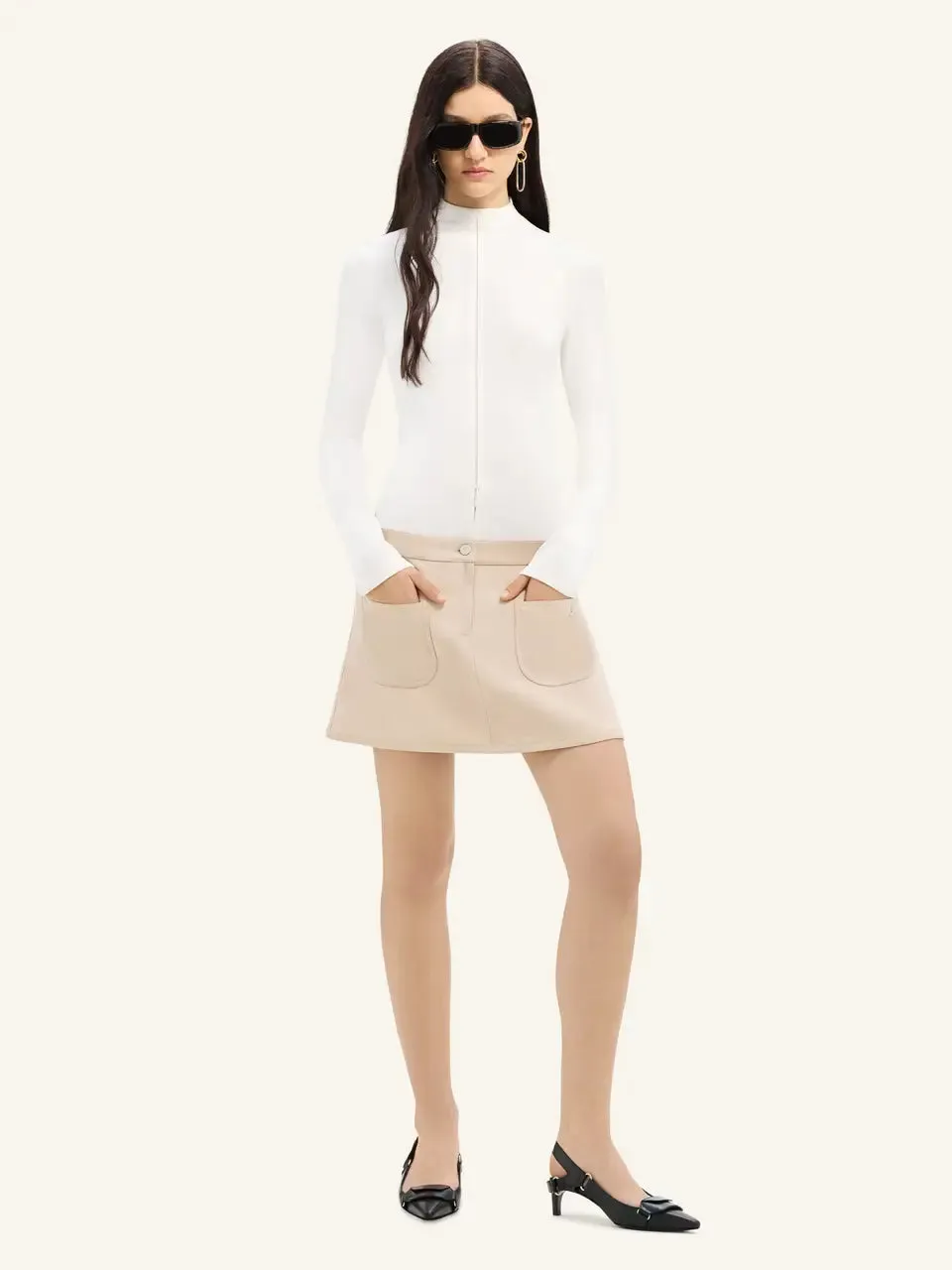 Mini Skirt 2 Pocket Twill Sand