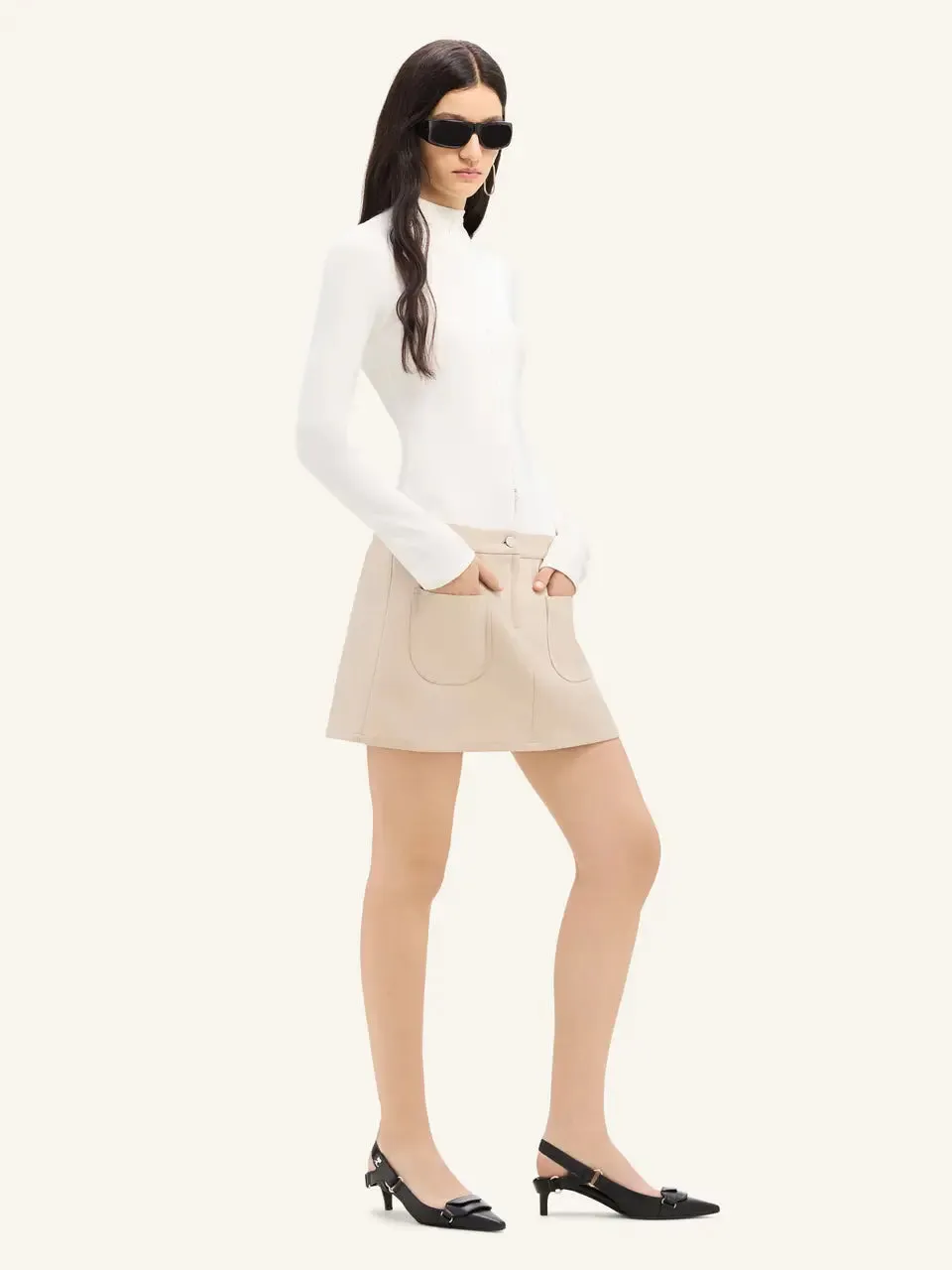 Mini Skirt 2 Pocket Twill Sand