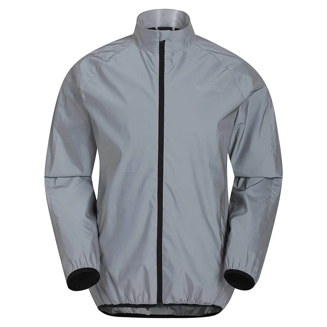 Mountain Warehouse Reflective Mens Jacket - Water Resistant Unisex Rain Jacket, Breathable, Front Pockets, Full Zip Rain Coat -Best for Cycling & Running