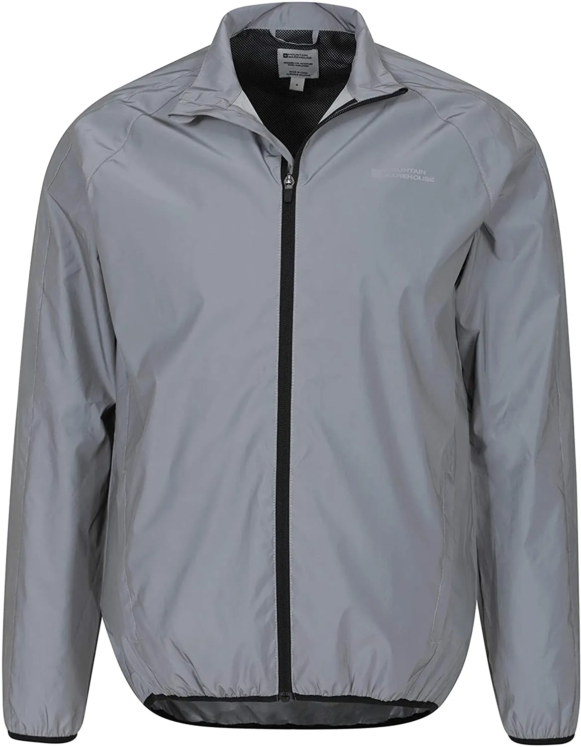 Mountain Warehouse Reflective Mens Jacket - Water Resistant Unisex Rain Jacket, Breathable, Front Pockets, Full Zip Rain Coat -Best for Cycling & Running
