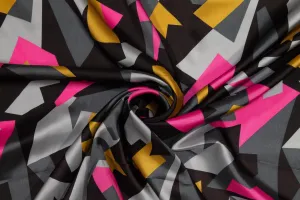 Multicolor Geometric Italian Viscose Twill