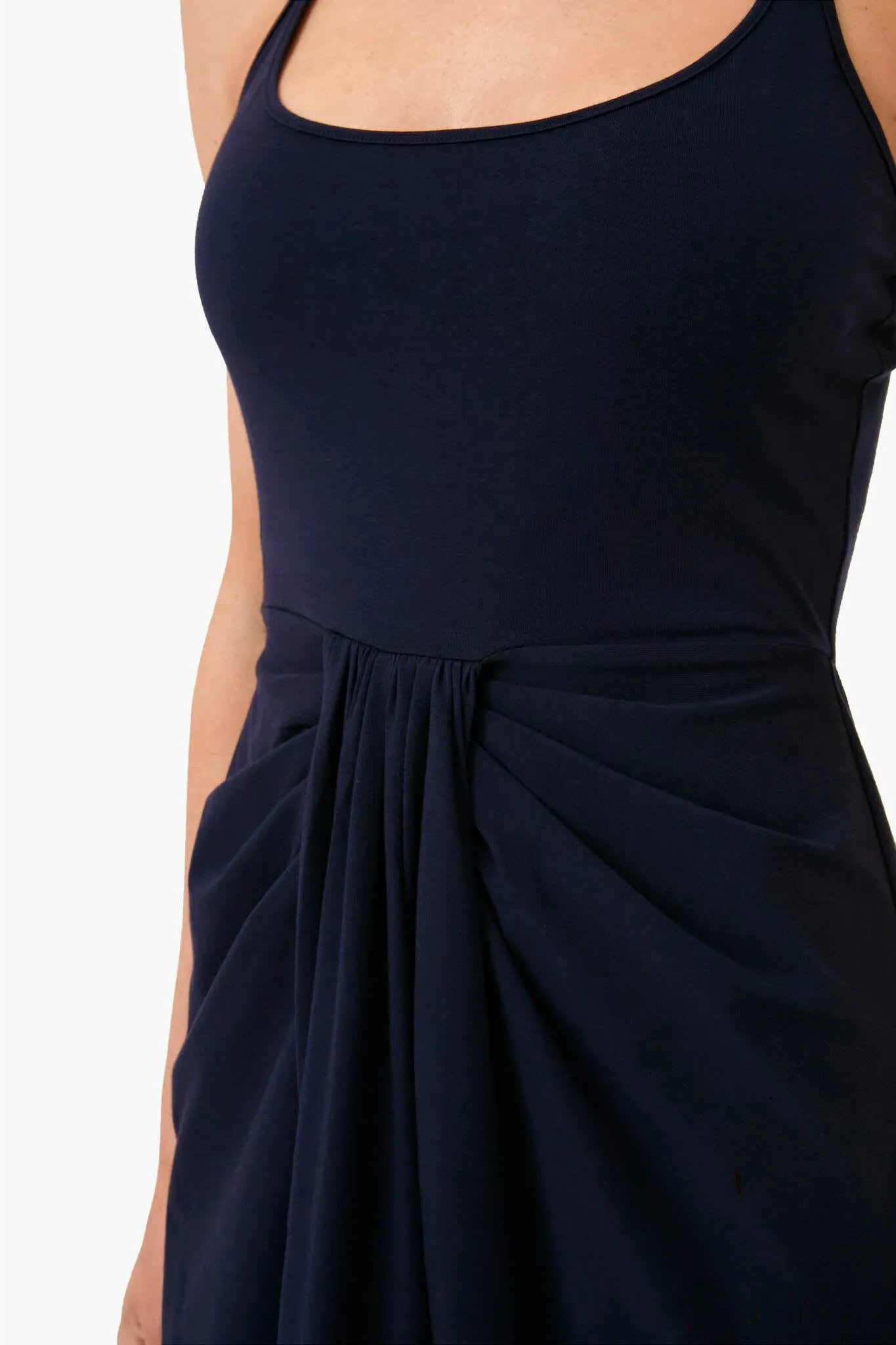 Navy Sarong Drape Dress