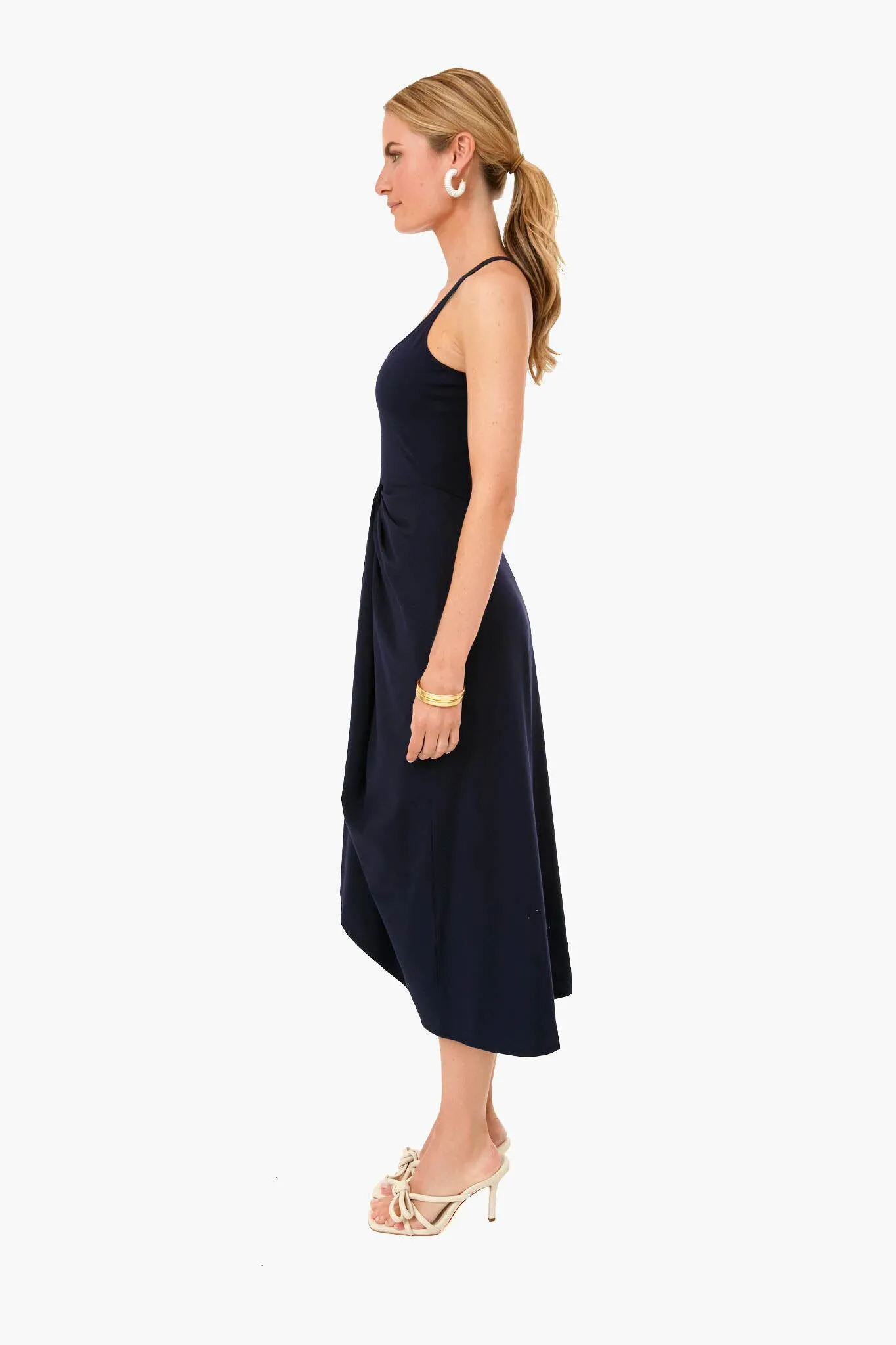 Navy Sarong Drape Dress
