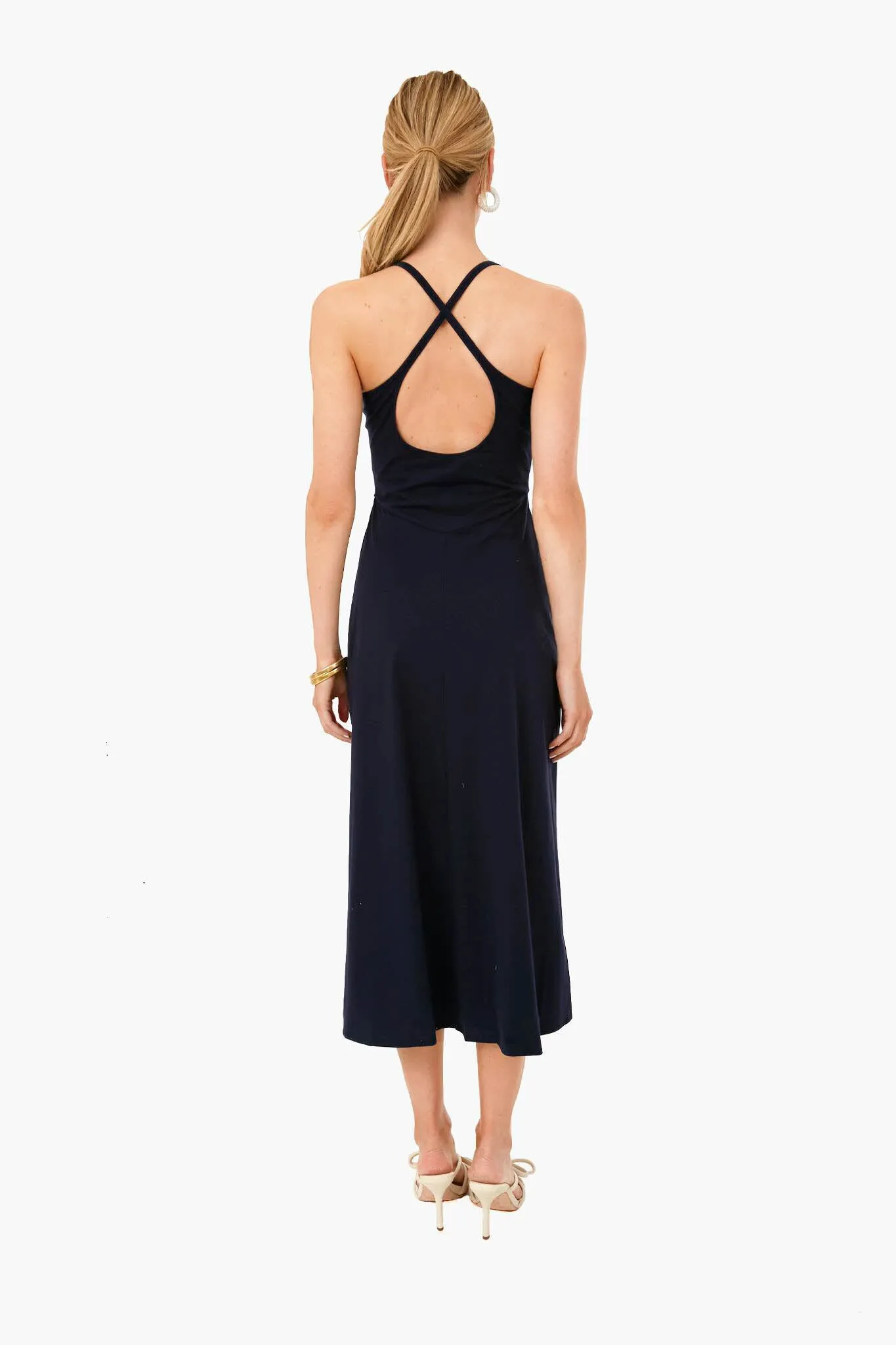 Navy Sarong Drape Dress