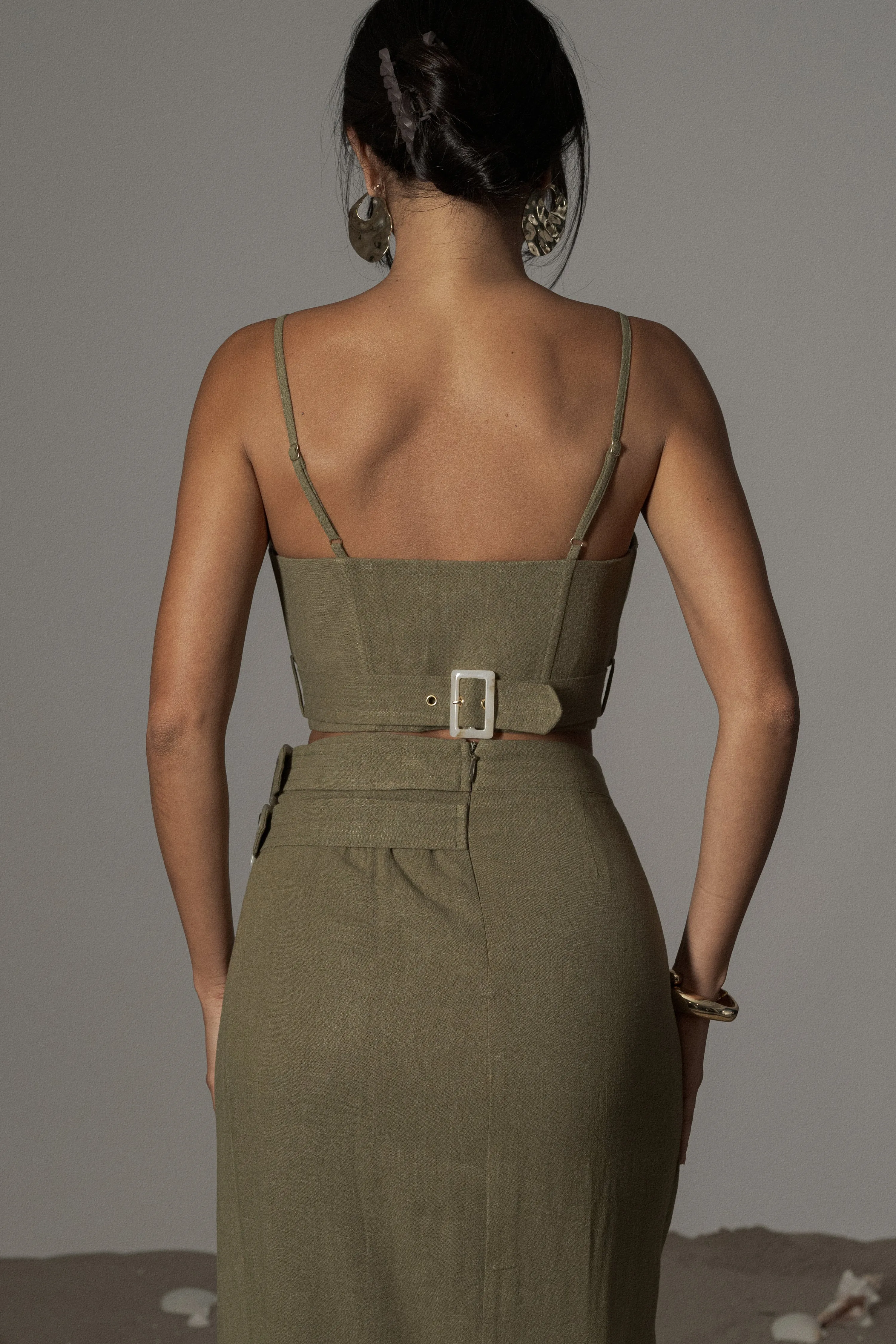 Olive Sunrise Linen Bustier