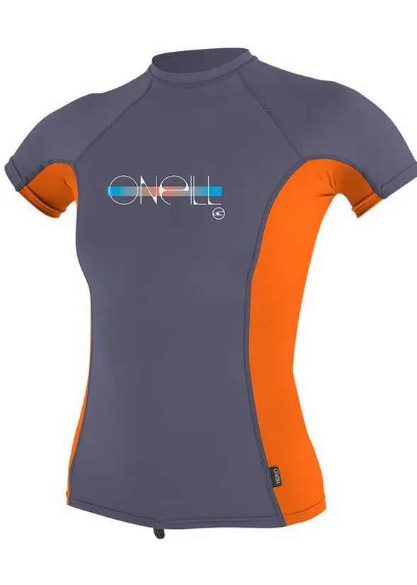 O'Neill girls rash tops - dusk papaya