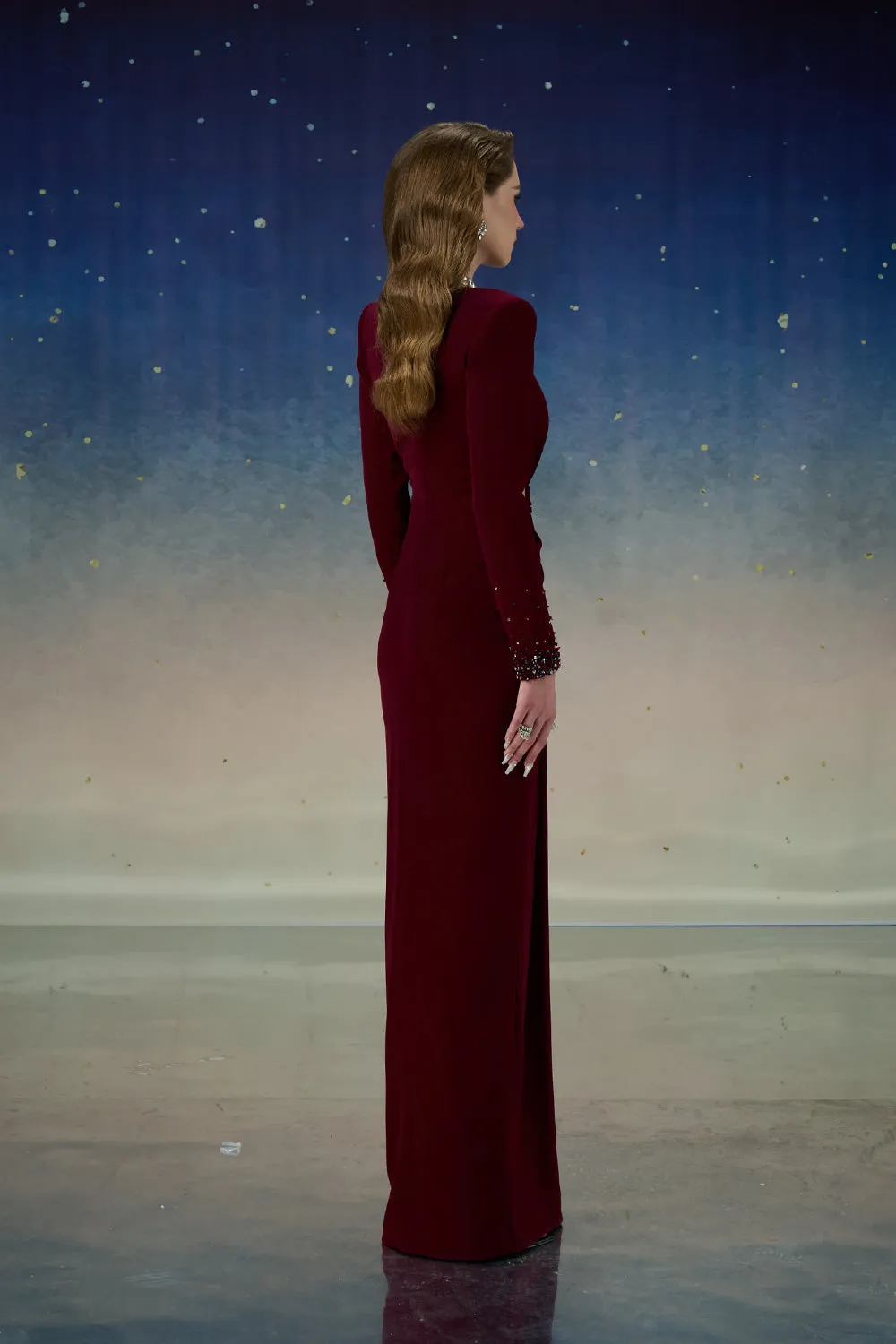 Orionis Sarong Cut-Out Silk Wool Floor Length Dress