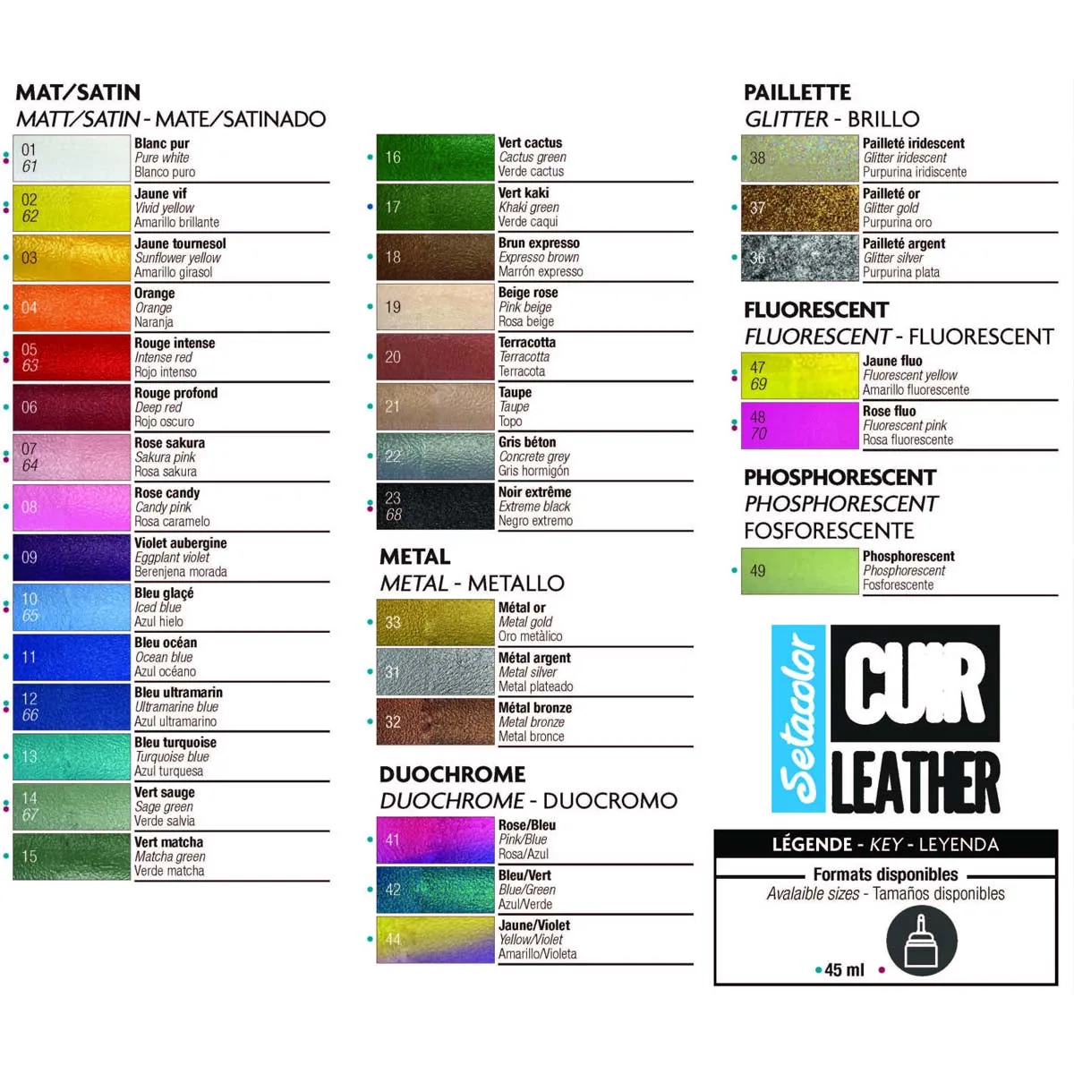 Peinture cuir acrylique Setacolor - Paillette - 45ml - Pébéo