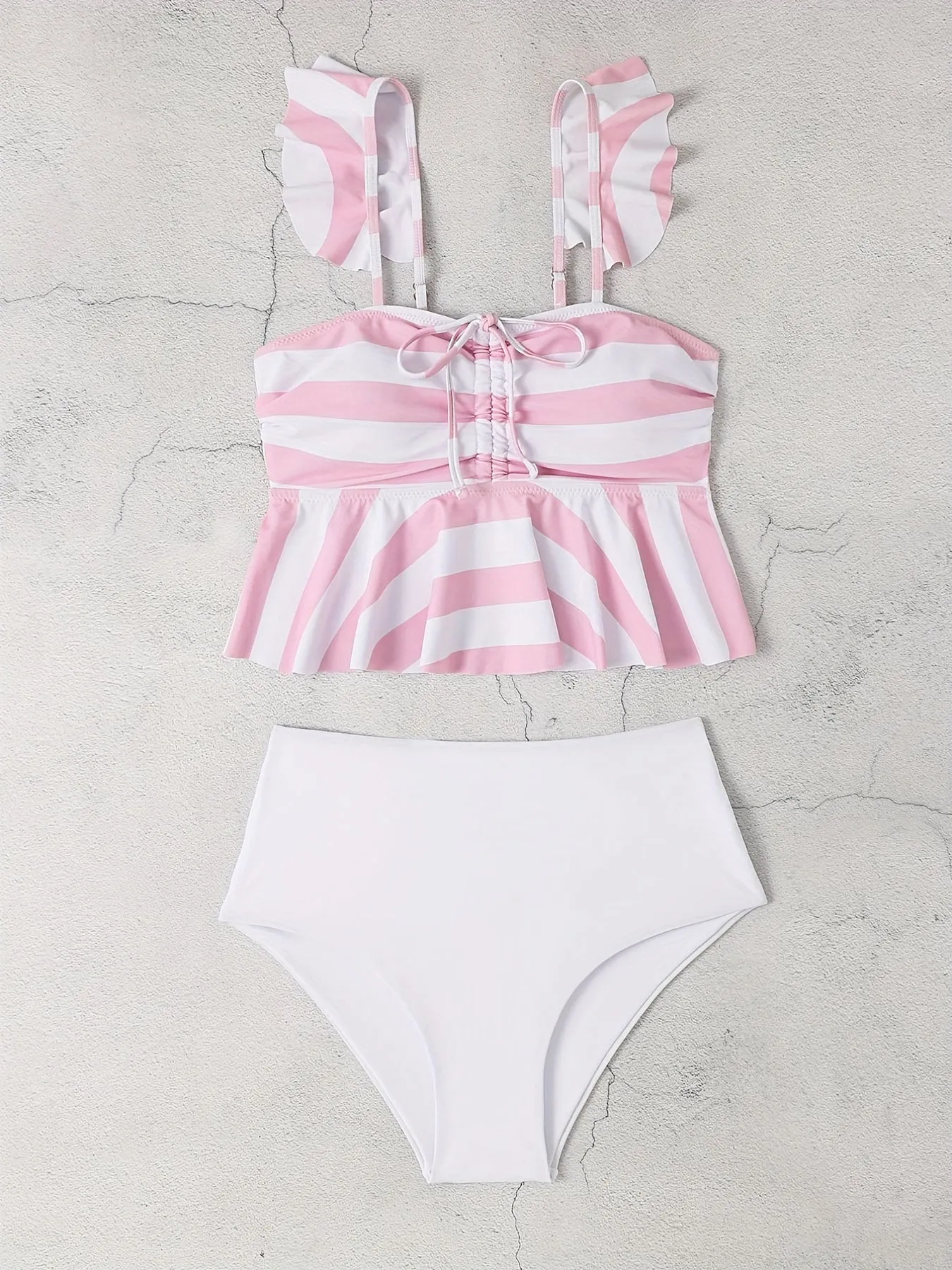 Pink and White Stripped 2 Piece Tankini