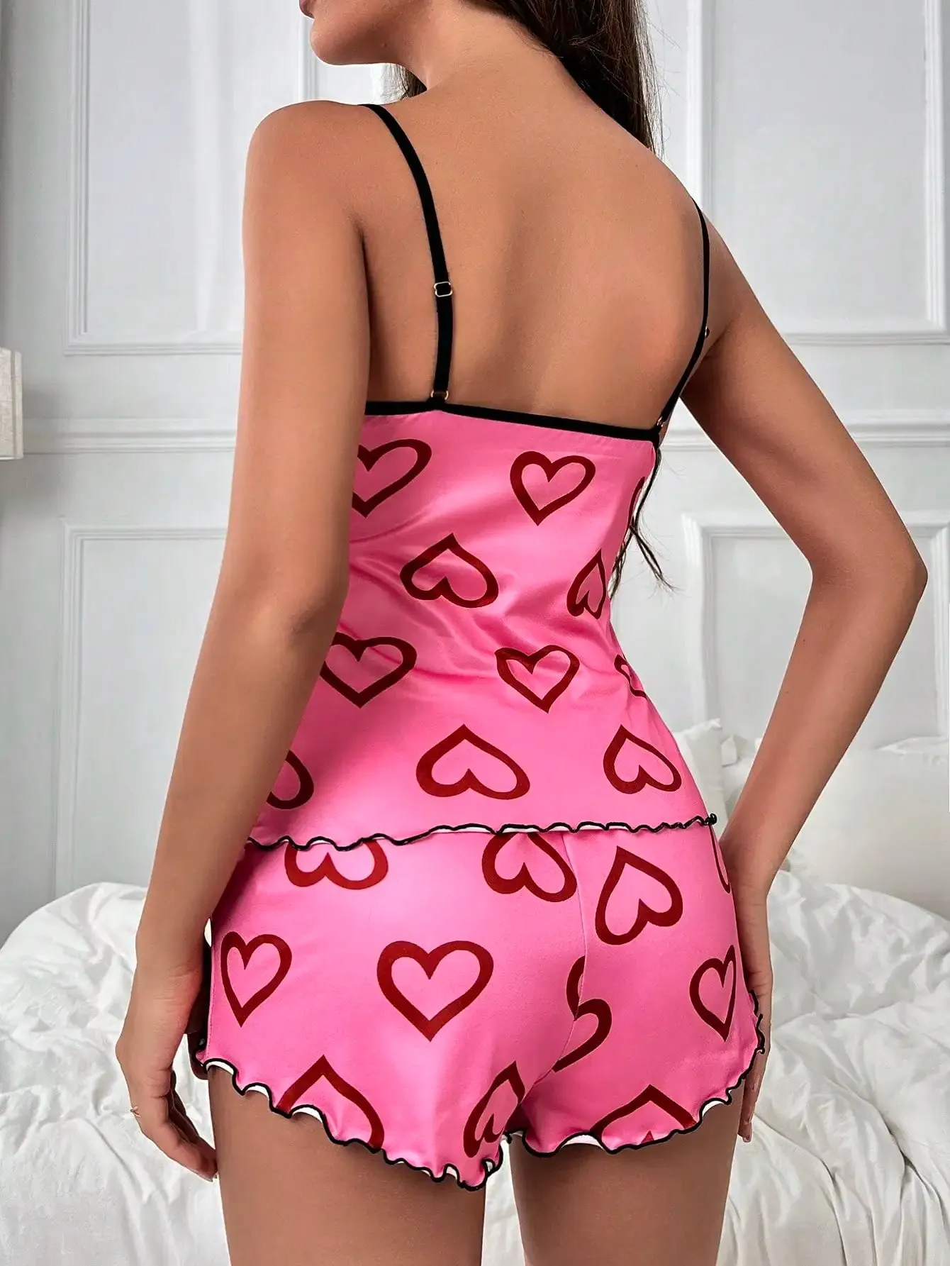 Pink Love Print Pajama Set