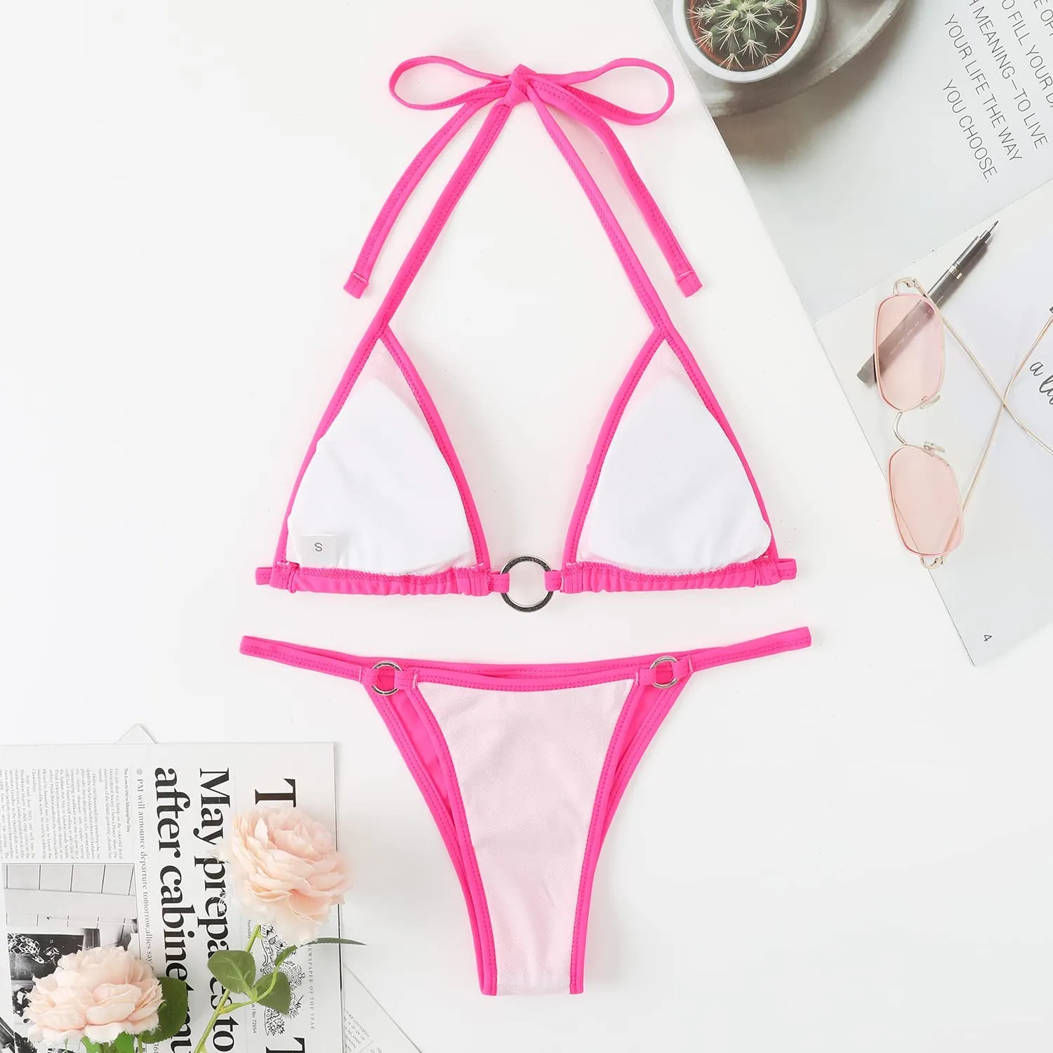 Pink String Thong Bikini