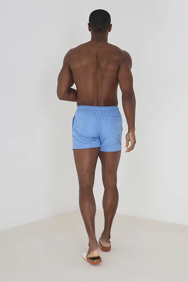 PLAIN BLUE ELASTICATED WAIST SWIMSHORTS