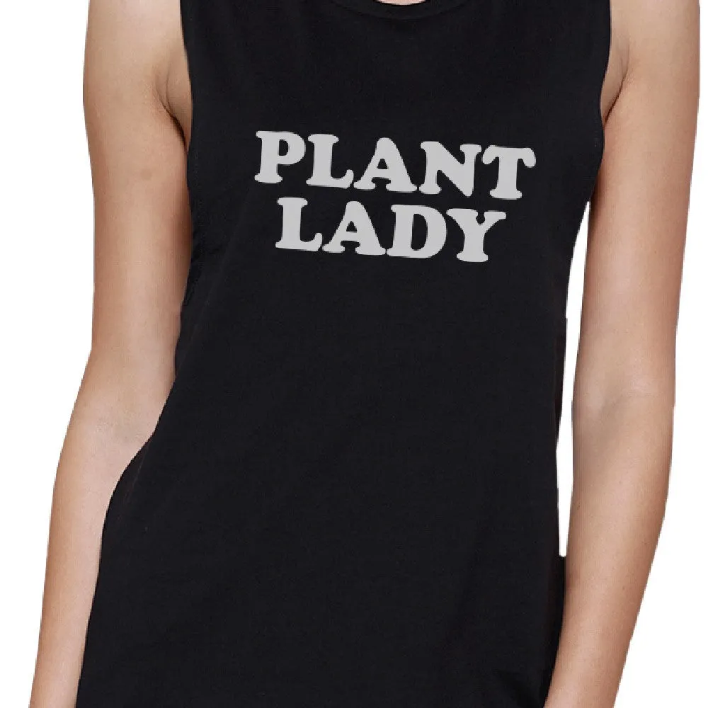 Plant Lady Black Muscle Top Funny Letter Printed Tanks Gift For Mom