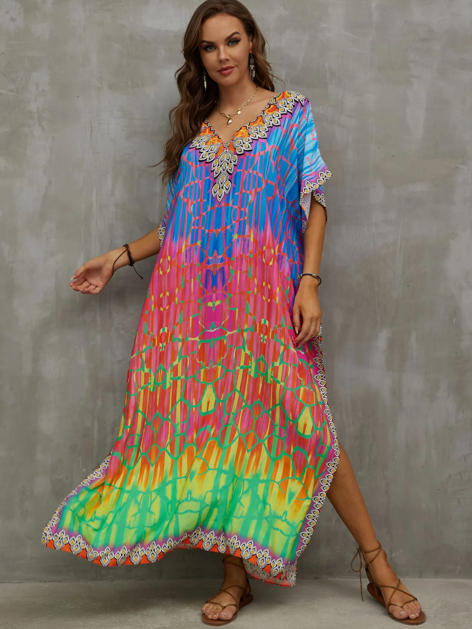 Print Kaftan Beach Loungewear Dress for Women
