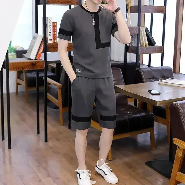 Printed Pattern Polyester Shorts Set