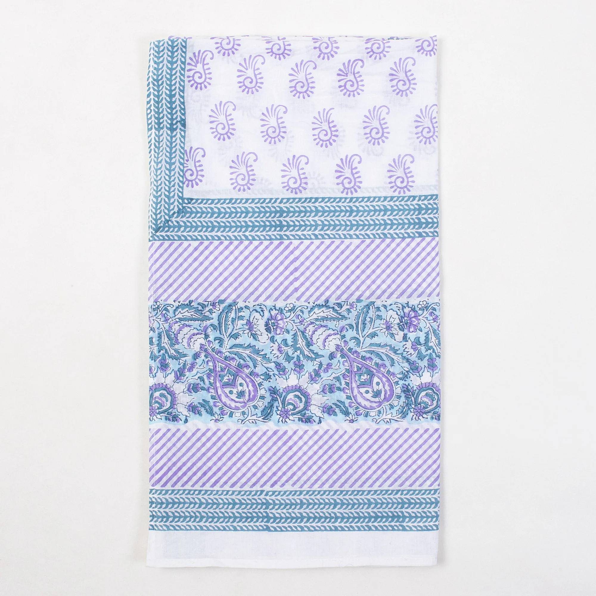 Purple Floral Block Print Cotton Bikini Sarong