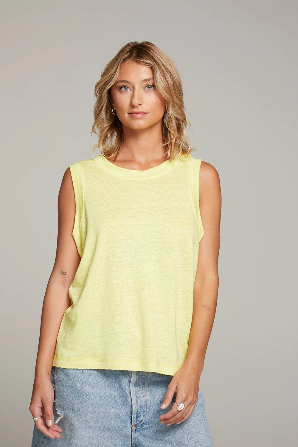 Raw Edge Lemon Muscle Tank