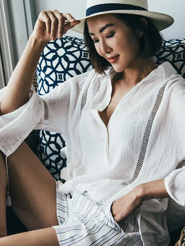 Romantic Blends Beach Vacation Long Sleeve Mask Cover-ups