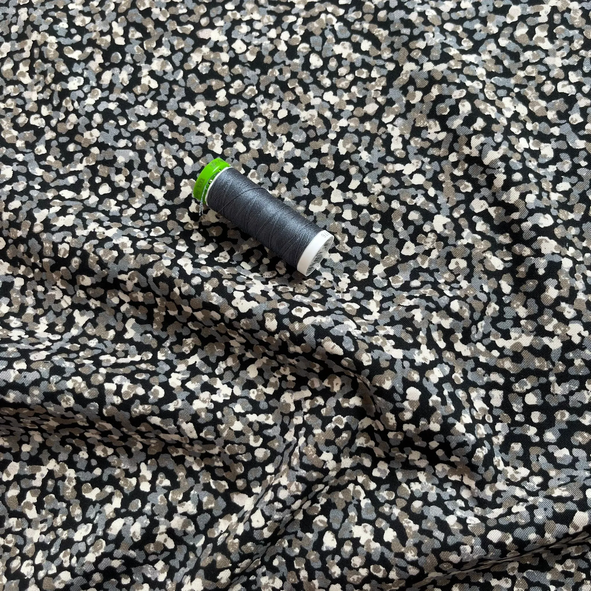 Rosella Mini Pebbles in Grey Viscose Twill with Stretch