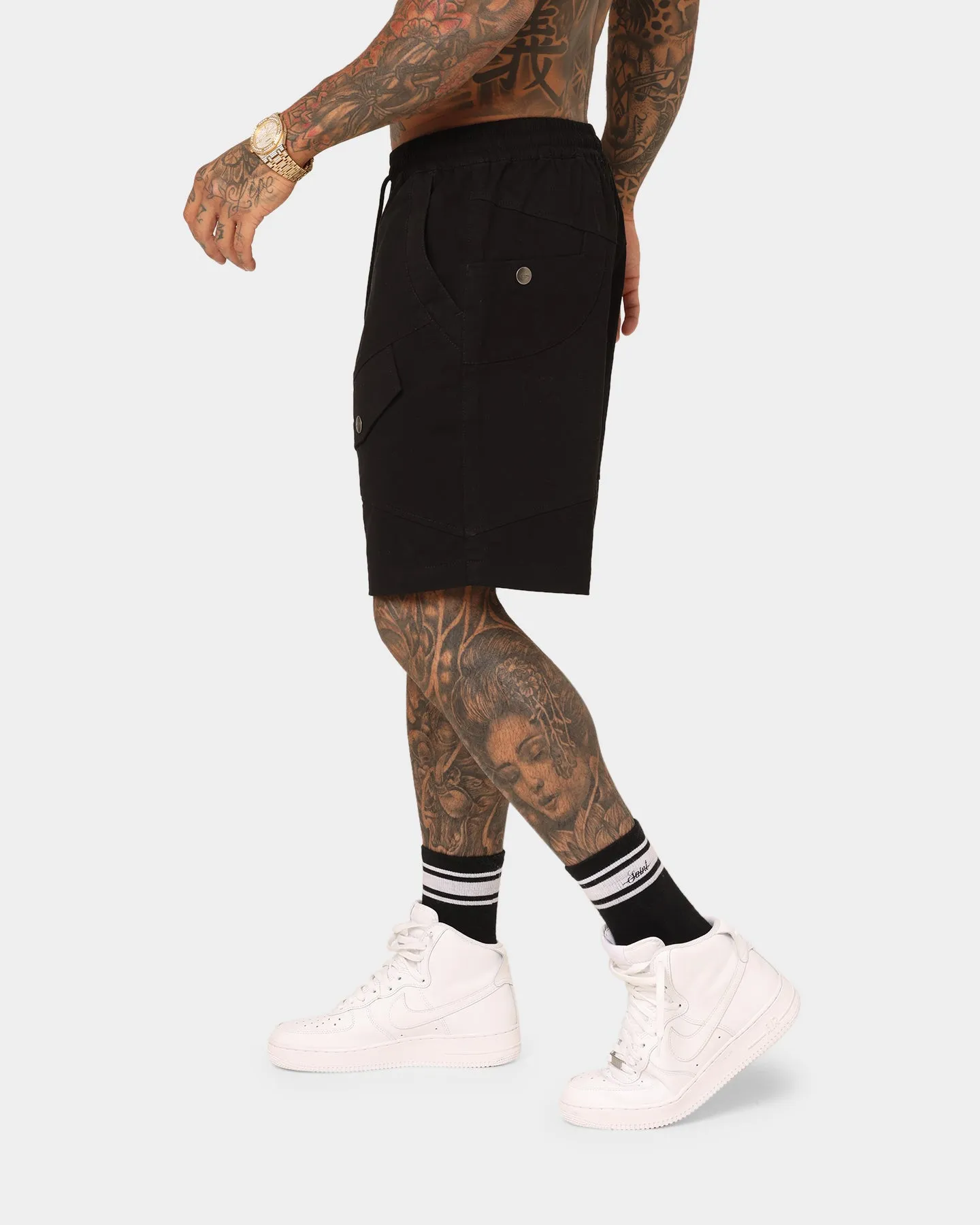 Saint Morta Syndicate Cargo Shorts Black