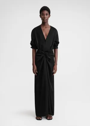 Satin knot dress black