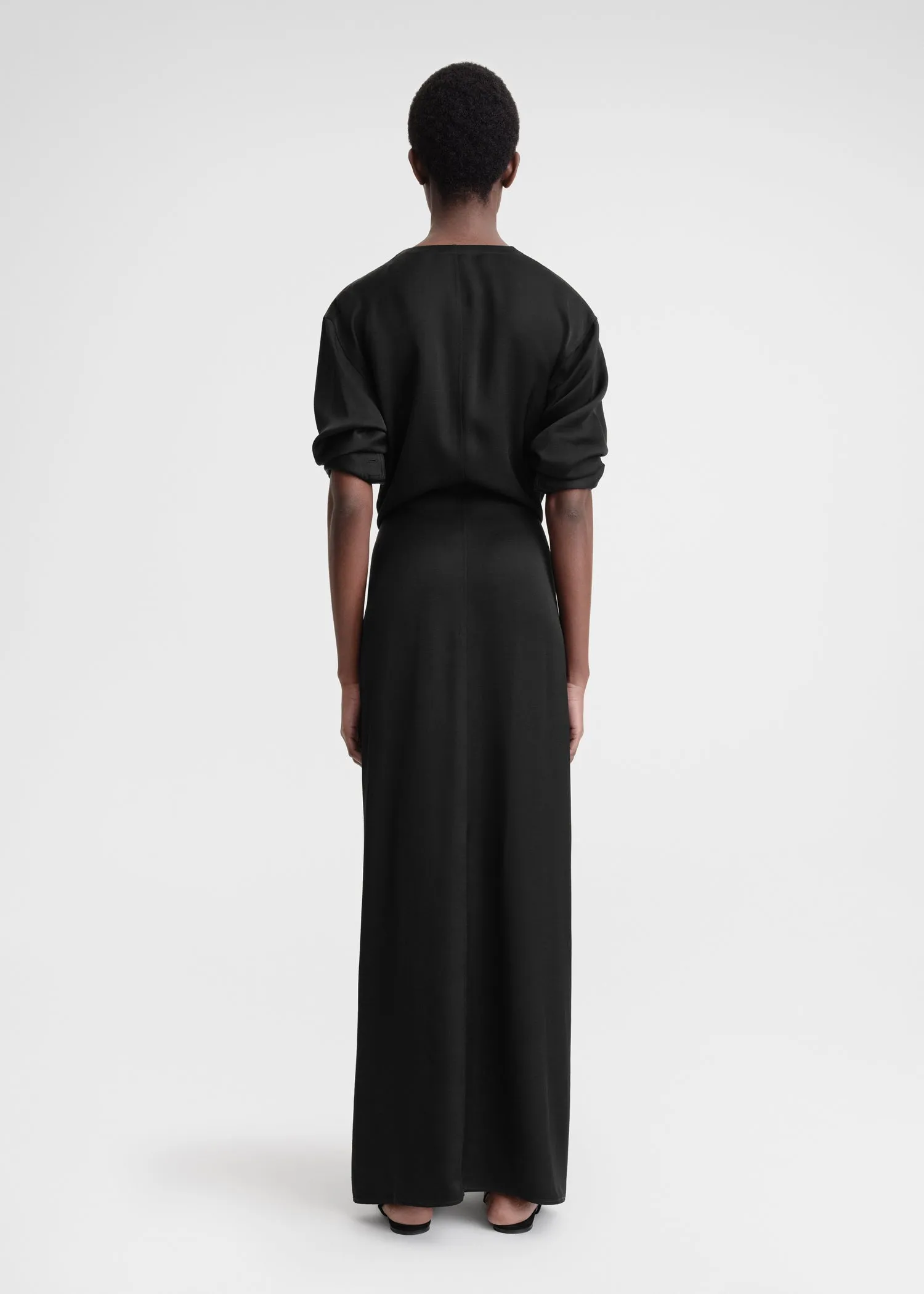 Satin knot dress black