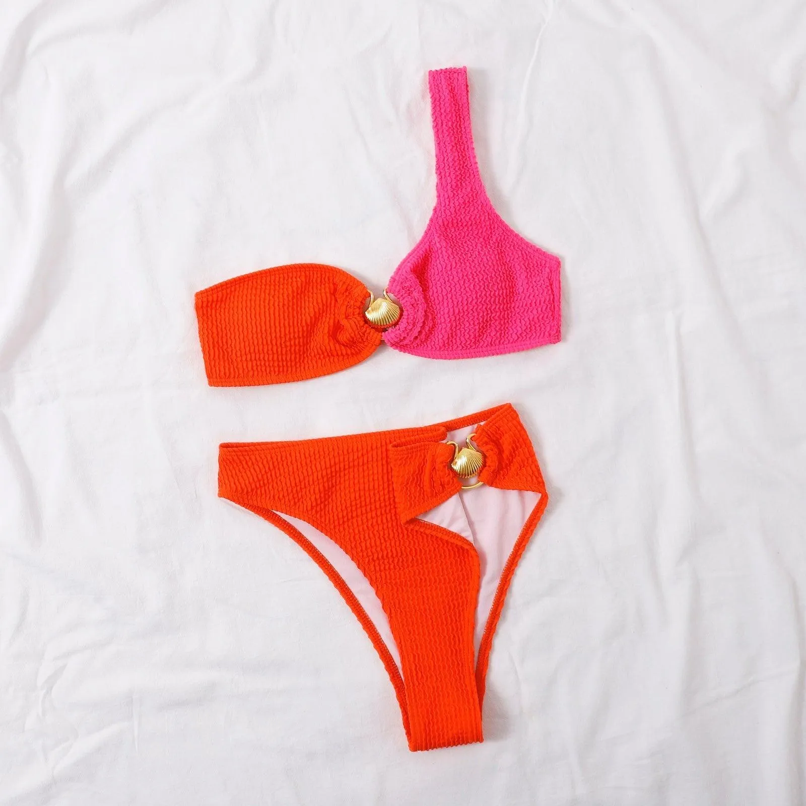 Shell One Shoulder Bikini Sets