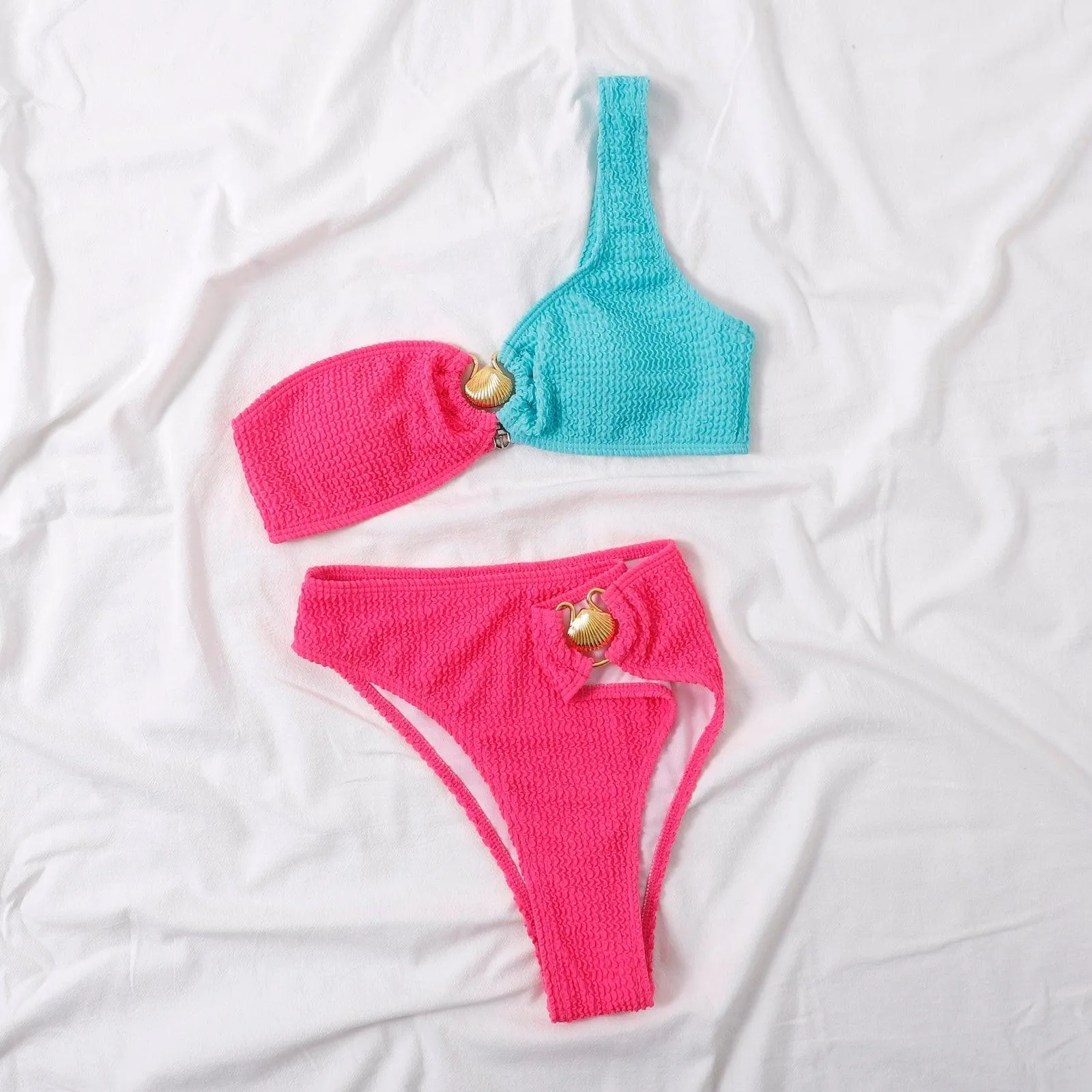 Shell One Shoulder Bikini Sets