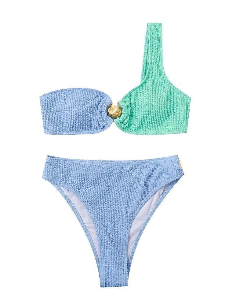 Shell One Shoulder Bikini Sets