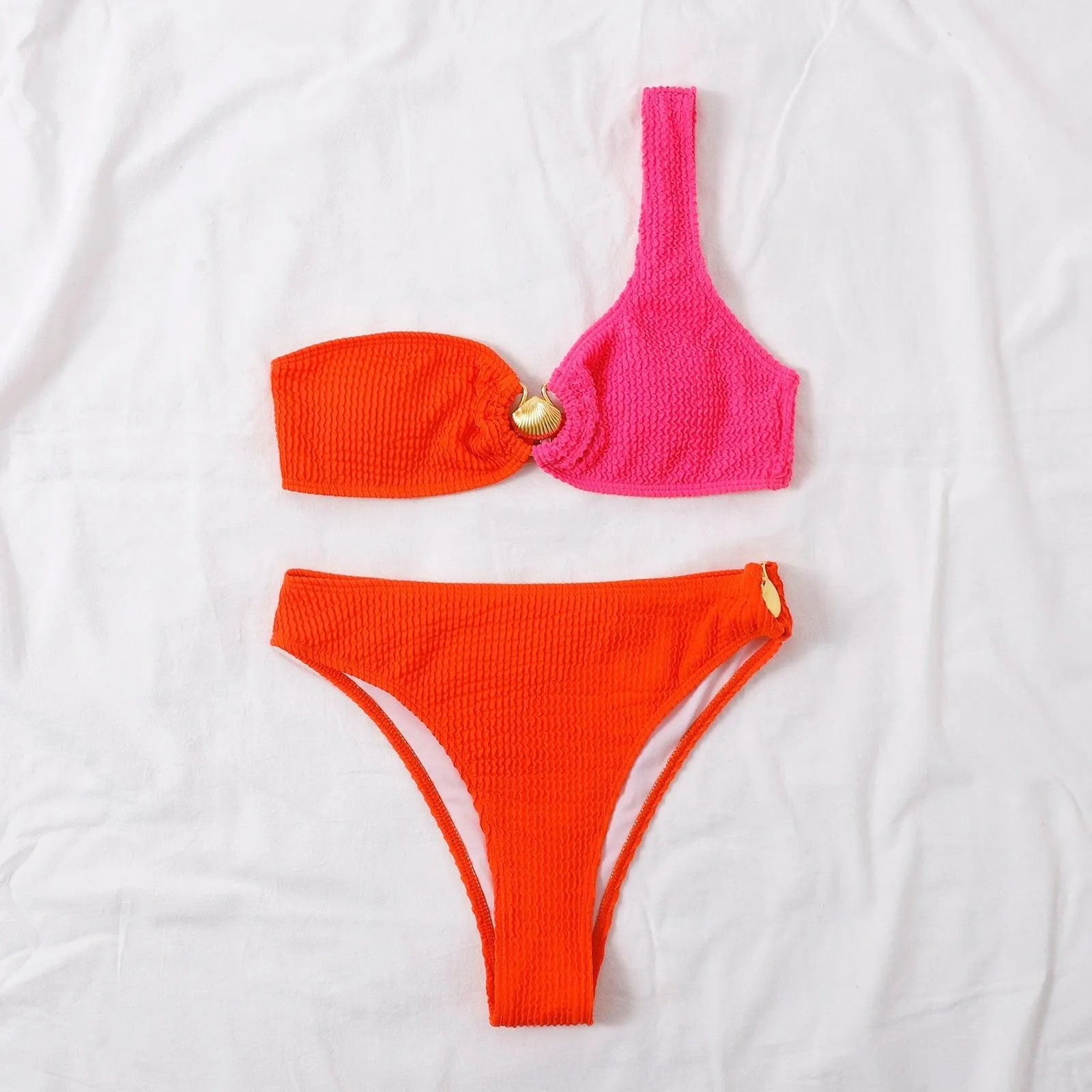 Shell One Shoulder Bikini Sets