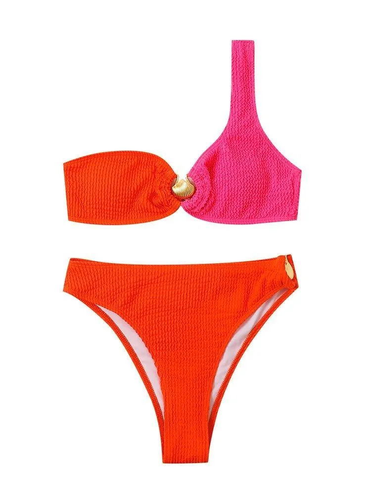Shell One Shoulder Bikini Sets
