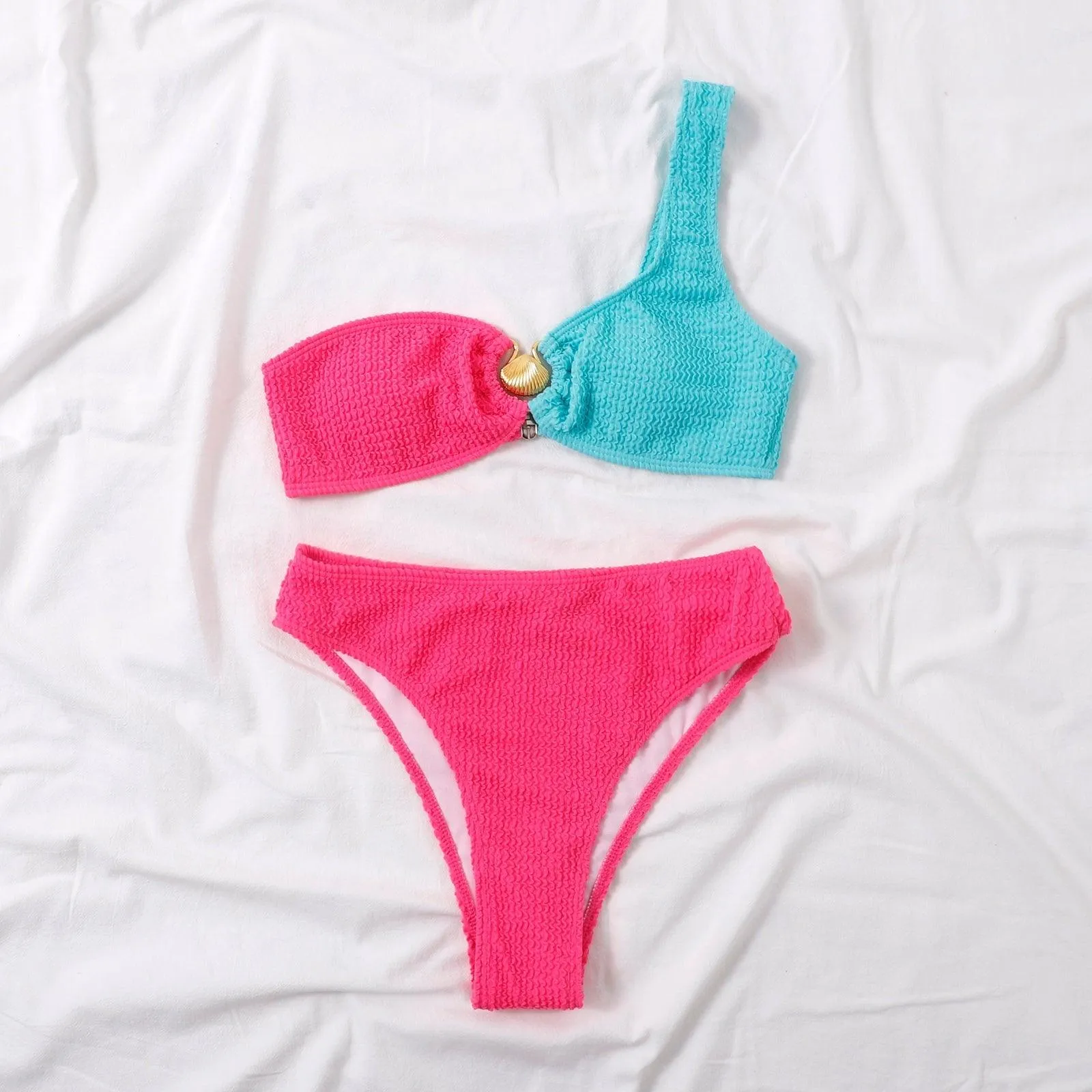 Shell One Shoulder Bikini Sets