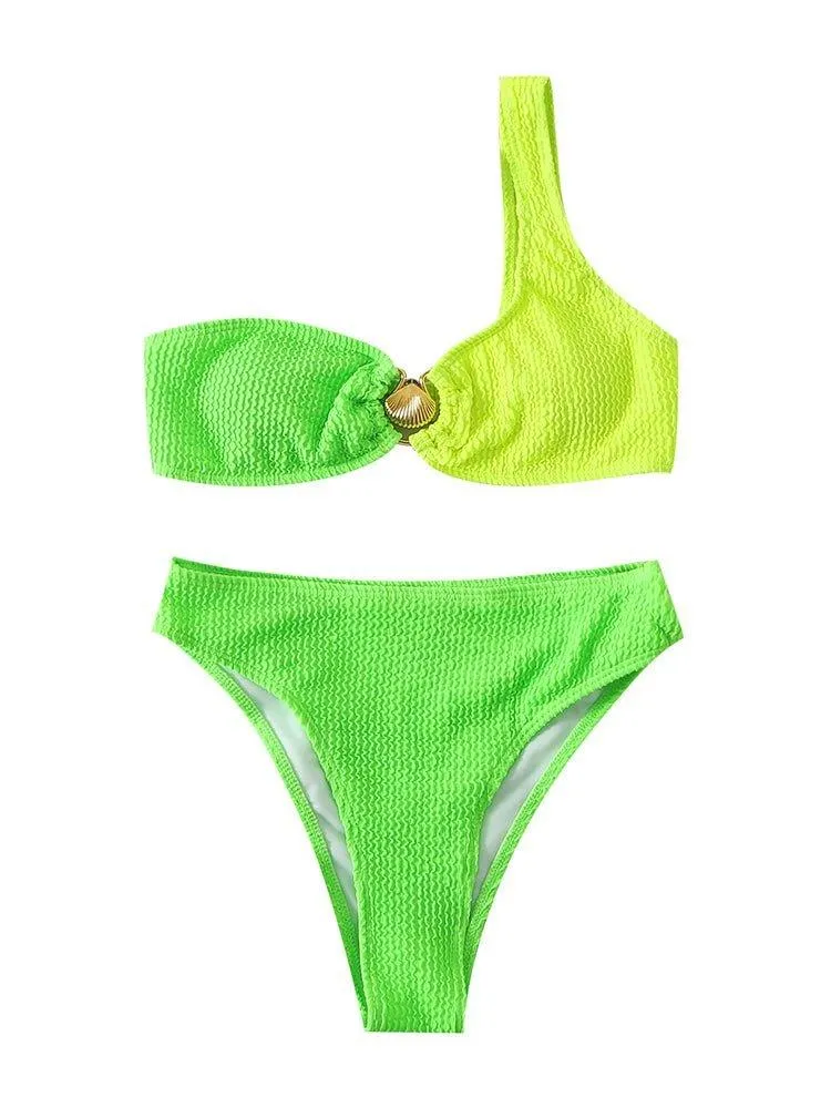 Shell One Shoulder Bikini Sets