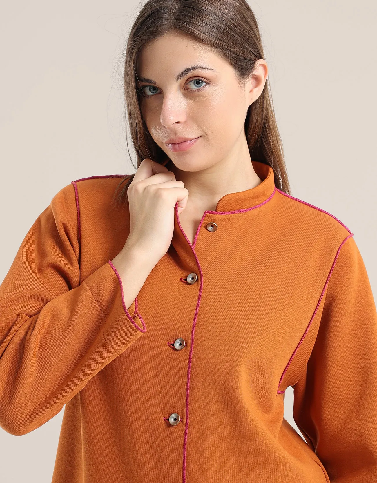 Shirt Jacket with round hem with slits