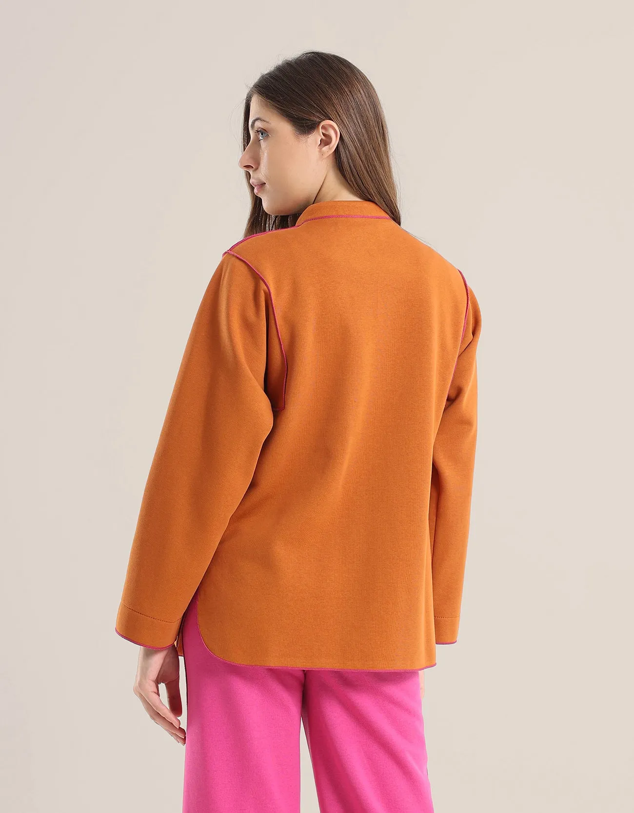Shirt Jacket with round hem with slits
