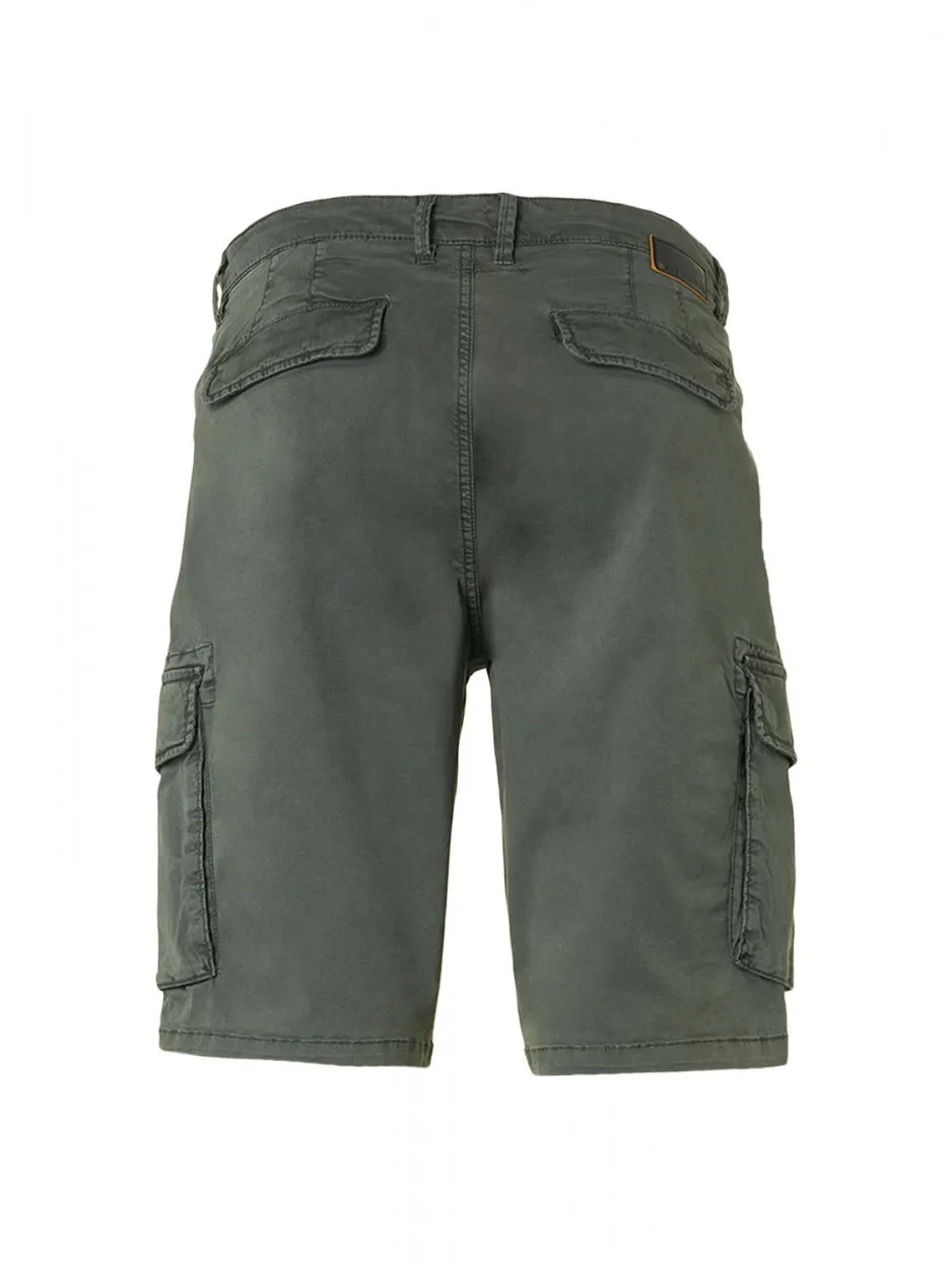 Short Cargo Garment Dyed   Stone Washed Stretch | Dark Seagreen
