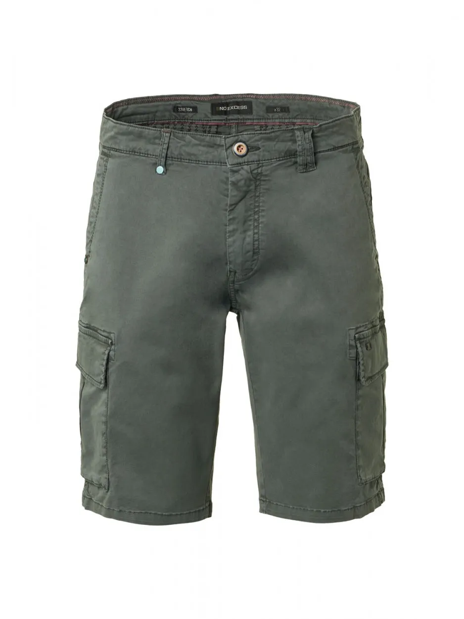Short Cargo Garment Dyed   Stone Washed Stretch | Dark Seagreen