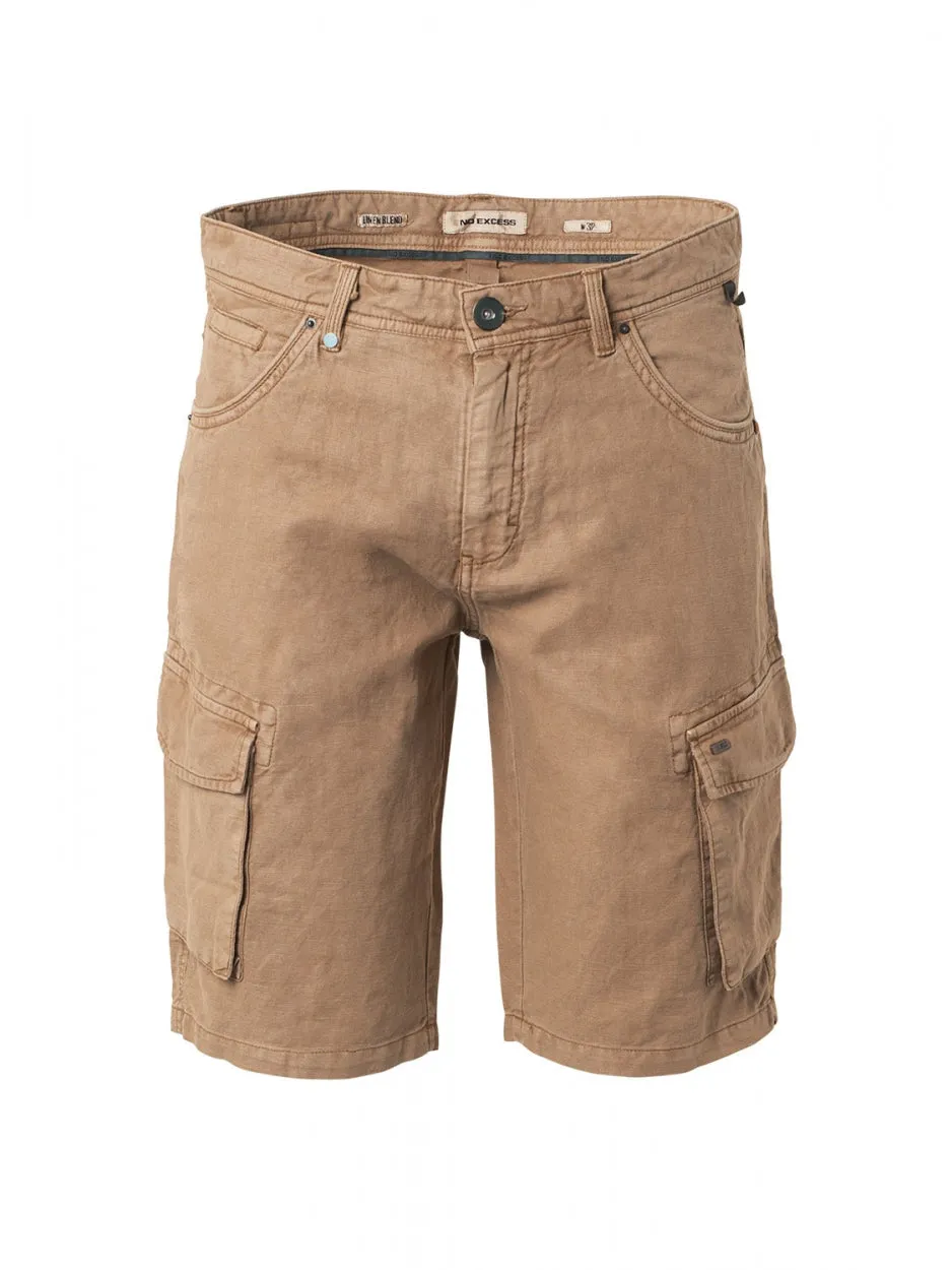 Short With Linen Garment Dyed Cargo | Khaki